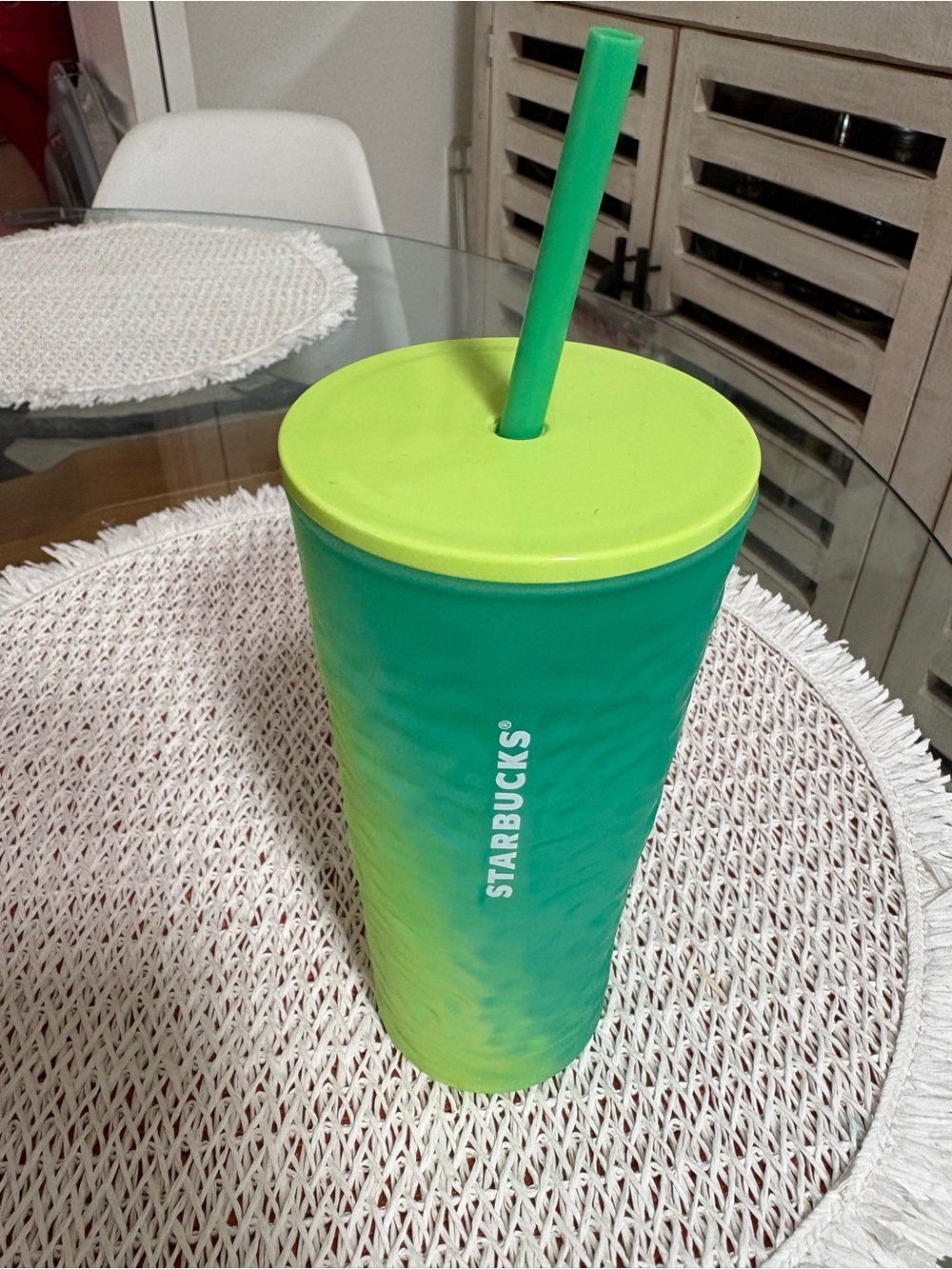 Starbucks Teal to Lime Ombre Tumbler with Straw